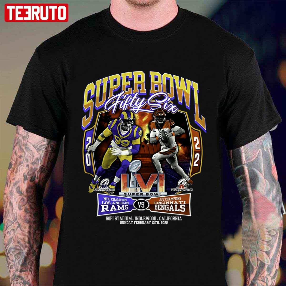 Cincinnati Bengals Vs. Los Angeles Rams Super Bowl 2022 American Football  Unisex T-Shirt - Teeruto