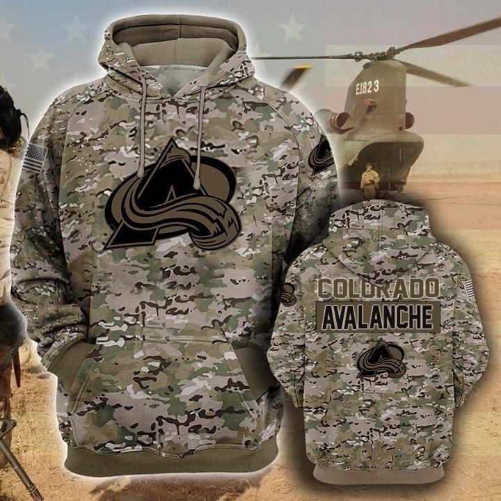 Colorado Avalanche Camouflage Veteran 3d Cotton Hoodie