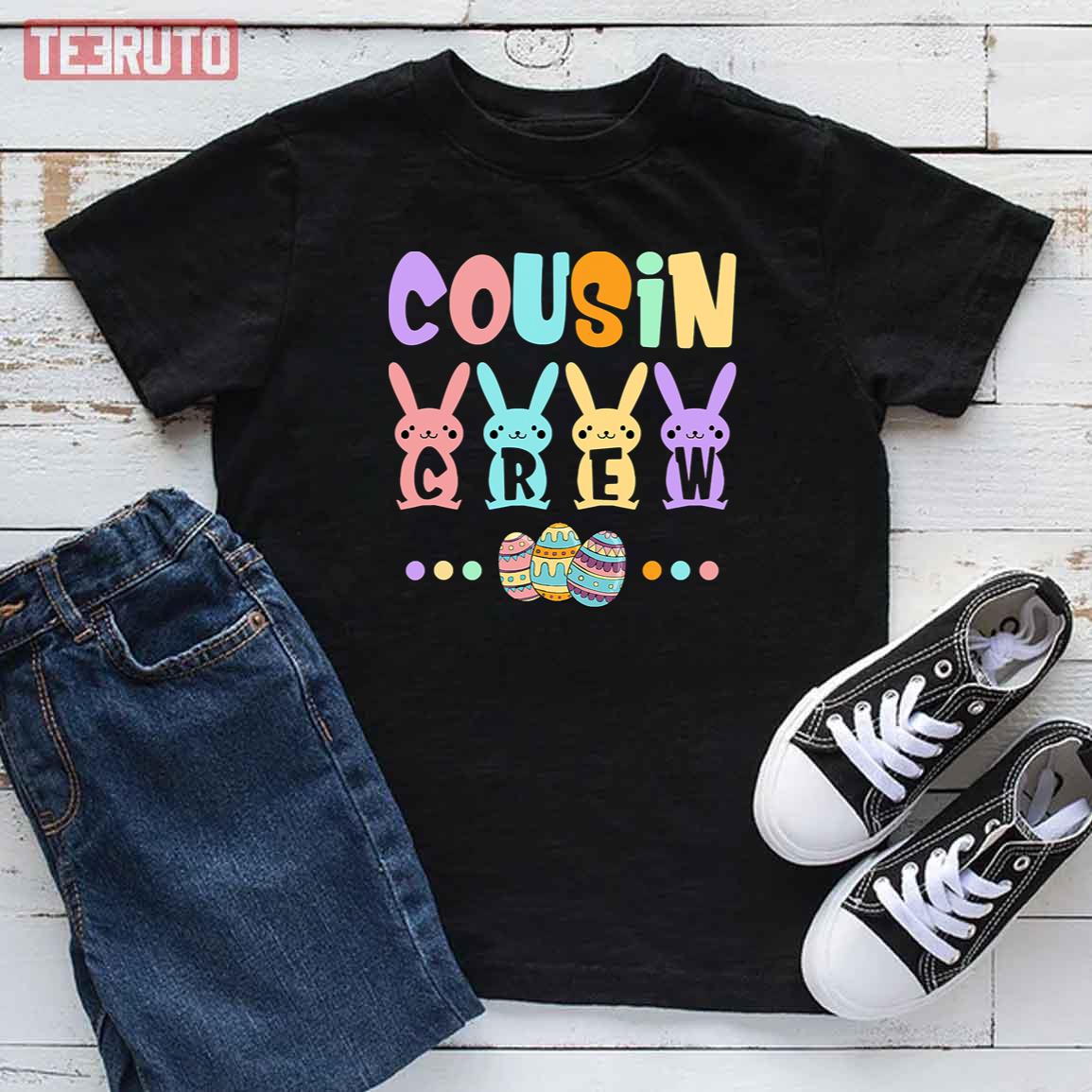 Cousin Crew Funny Bunny With Egg Kid T-Shirt