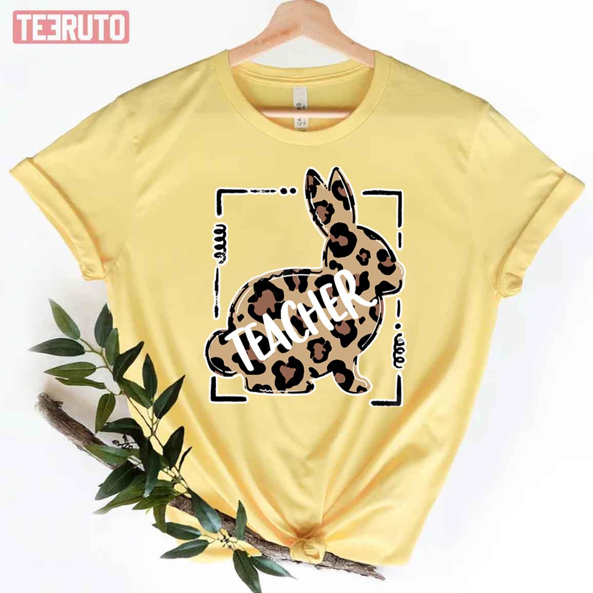 Cute Leopard Bunny Funny Easter Day Women T-Shirt