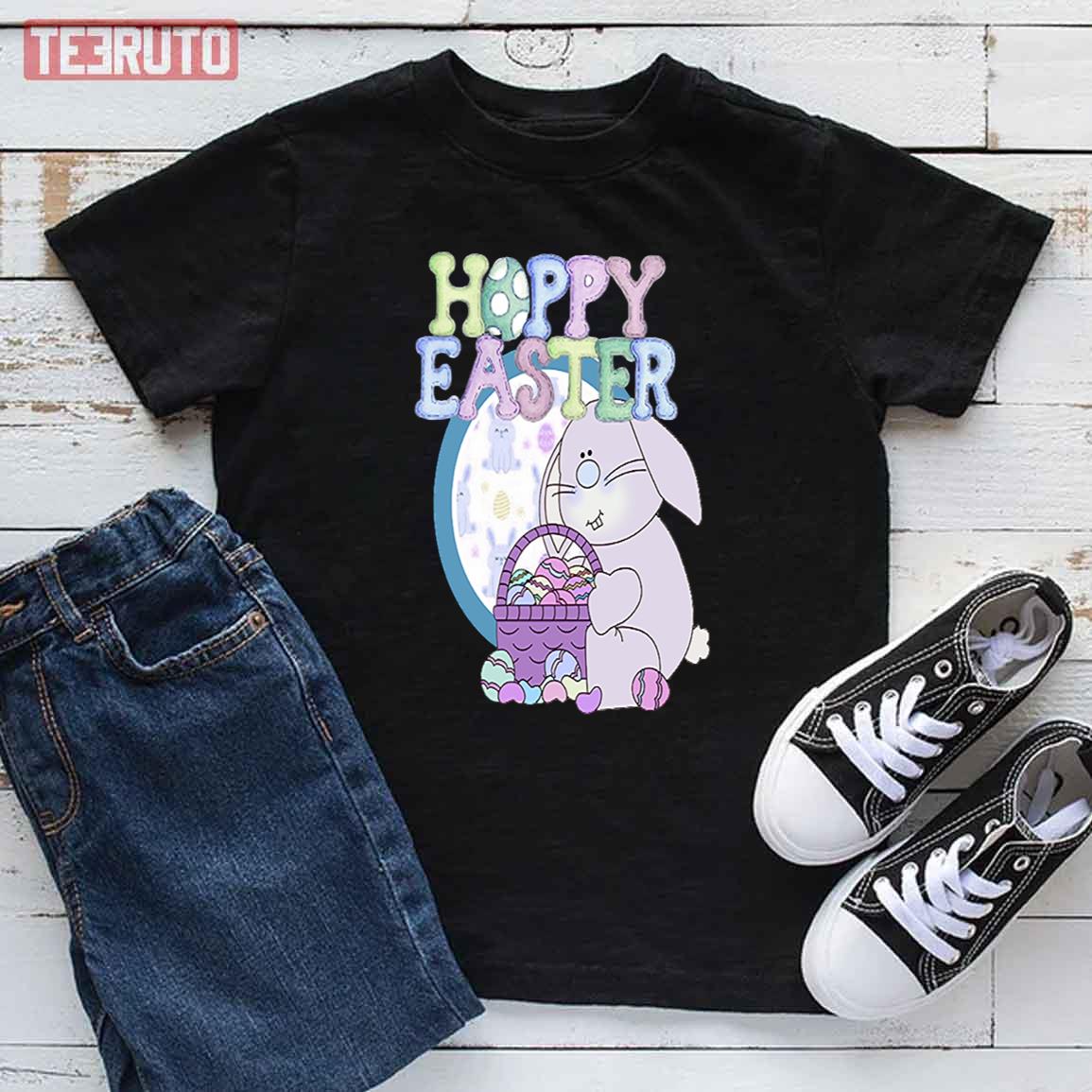 Cute Lettering And Bunny Easter Hunting Squad Kid T-Shirt