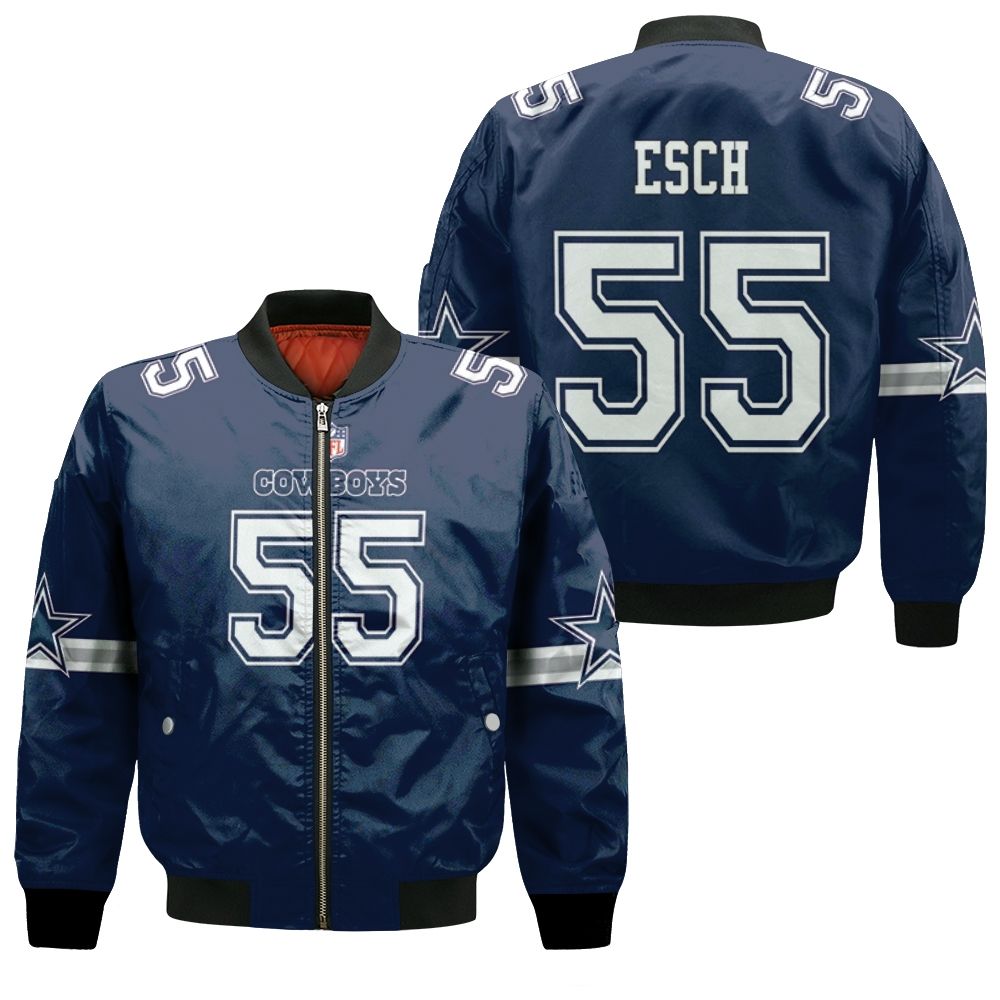 Dallas Cowboys Leighton Vander Esch #55 Great Player Nfl American Football Game Navy 2019 Jersey Style Gift For Cowboys Fans Bomber Jacket