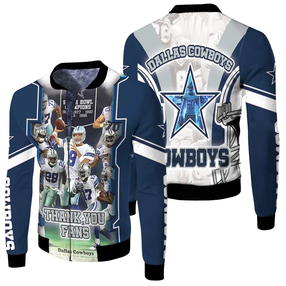 Dallas Cowboys Thank You Fans Nfc East Division Super Bowl 2021 Fleece Bomber Jacket