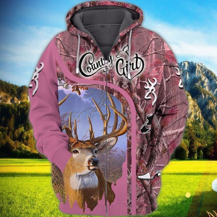 Deer Hunting Country Girl 3d Zip Hoodie