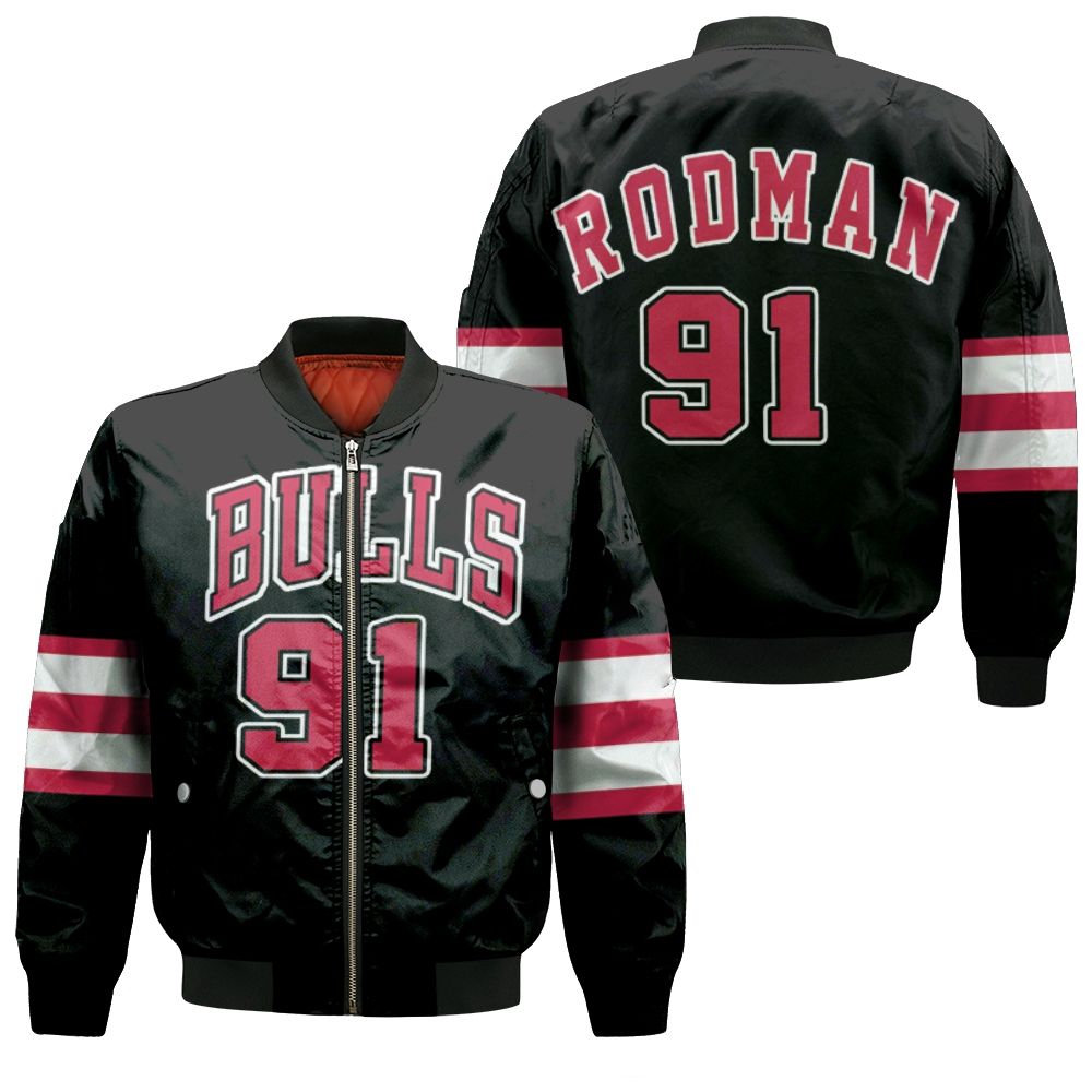 Dennis Rodman Chicago Bulls 1995-96 Hardwood Classics Jersey Bomber Jacket