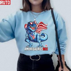 Dinosaur American Flag 4th Of July Amerisaurus T-Rex Unisex Sweatshirt