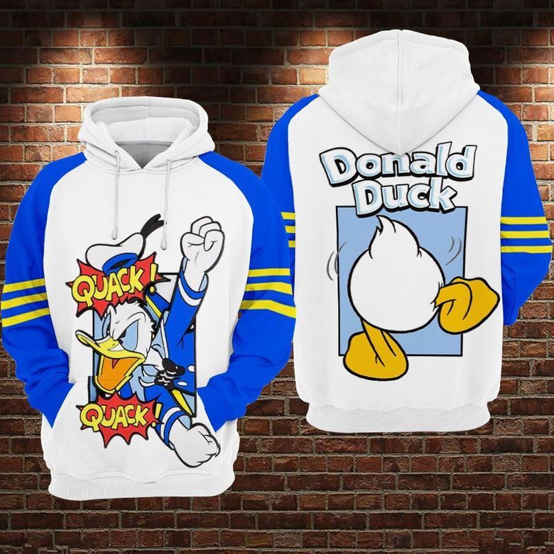 Donald Duck Quack Quack Over Print 3d Zip Hoodie