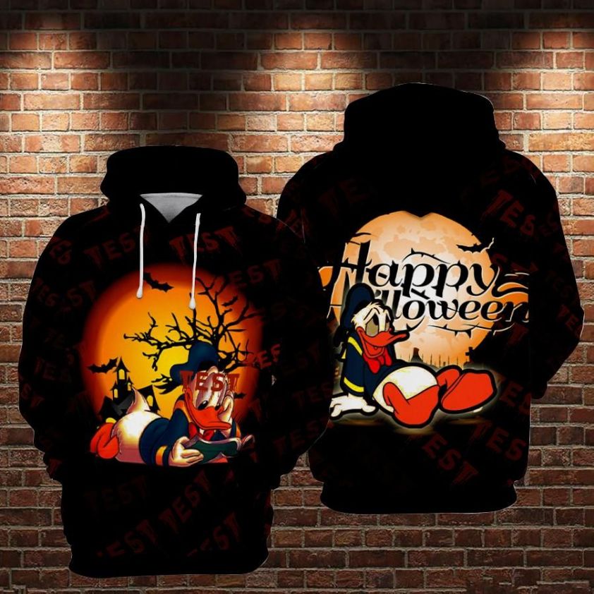 Donald Duck Test Happy Halloween Over Print 3d Zip Hoodie