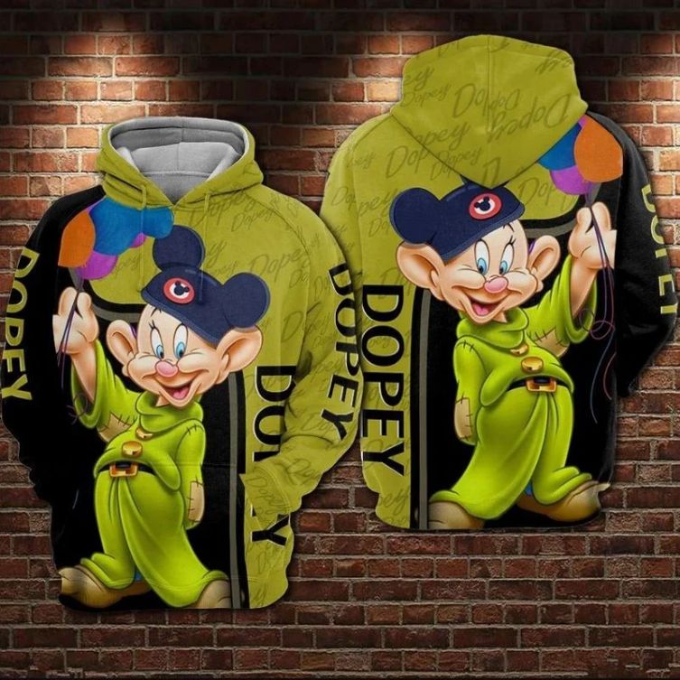 Dopey Snow White And  7 Dwarfs Over Print 3d Zip Hoodie