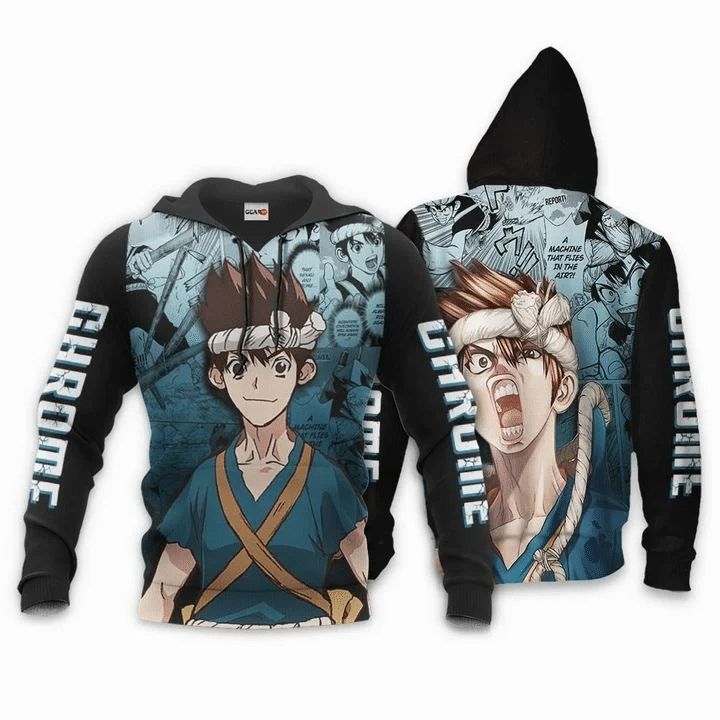 Dr Stone Chrome Anime Manga Dr Stone 3d Zip Hoodie