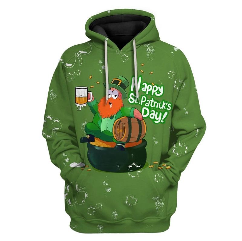 Drinking Beer St Patricks Day Over Print 3d Zip Hoodie