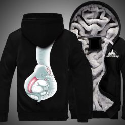 Dumbo Elephant And Mom Over Print 3d Fleece Zip Hoodie