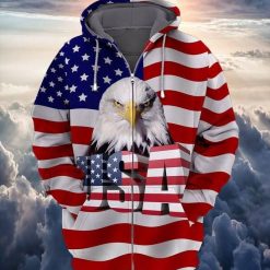 Eagle 4th Of July Usa 3d Zip Hoodie