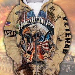 Eagles Home Of The Free Usa Zip 3d T Shirt Zip Bomber Hoodie