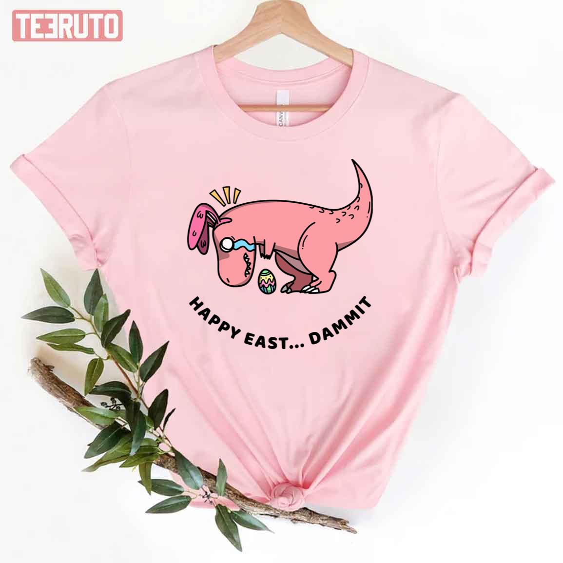 Easter Bunny Dinosaur Hates Easter Dammit Women T-Shirt
