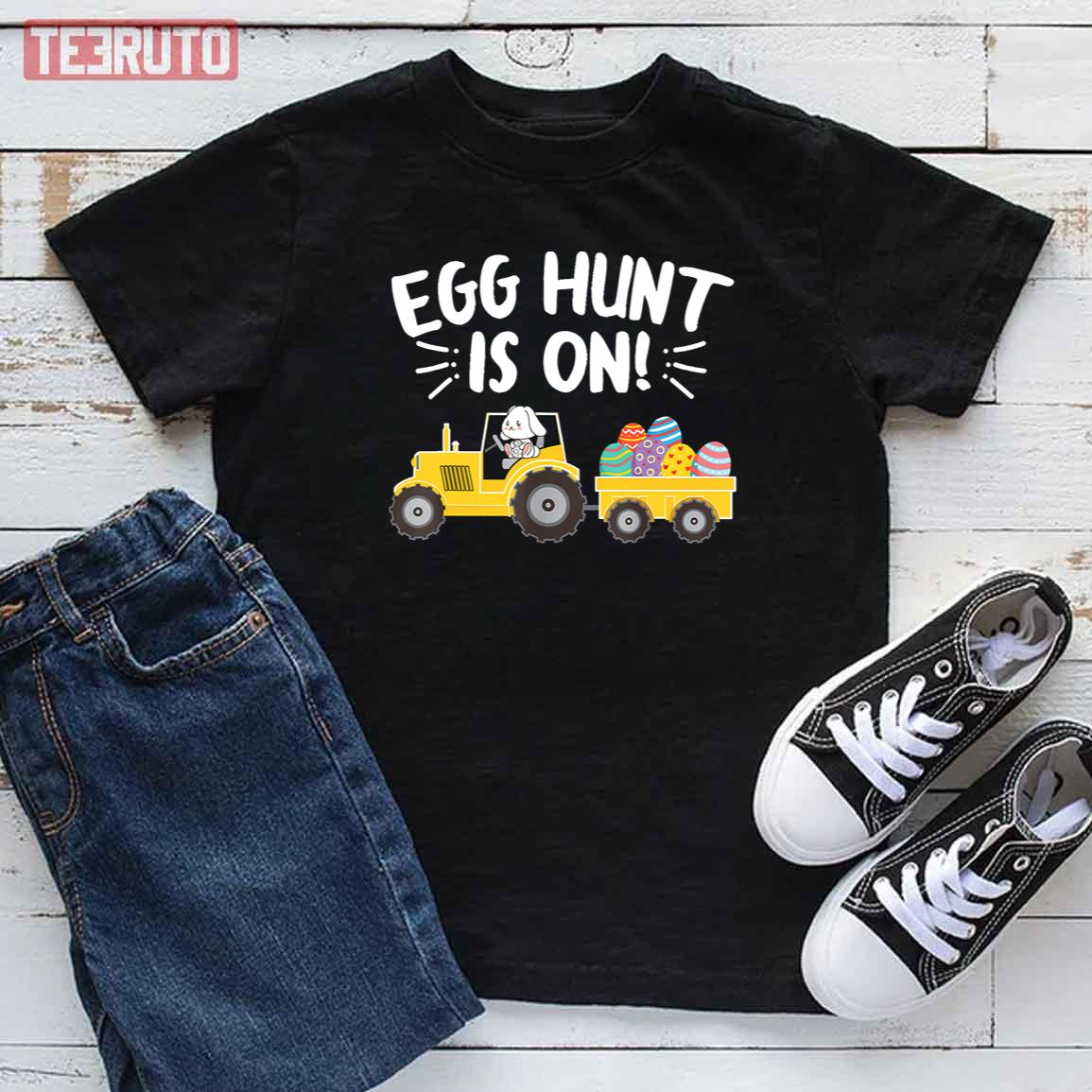 Easter Egg Hunt Is On Rabbit Bunny Funny Easter Kid T-Shirt