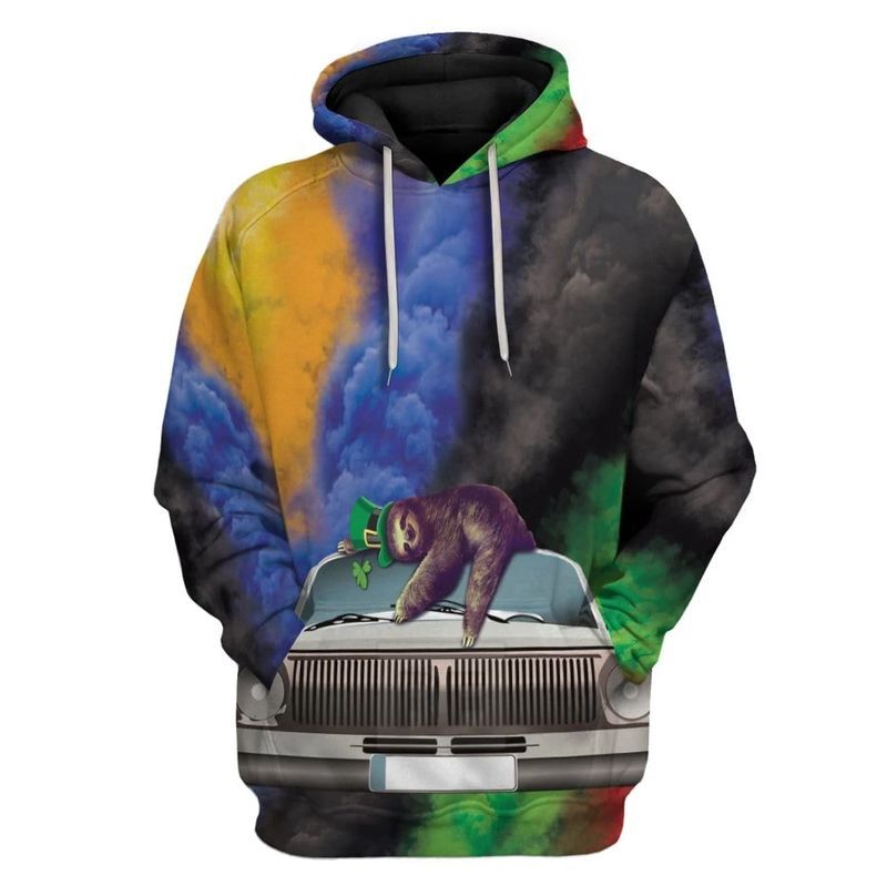 Fast Sloth St Patricks Day Over Print 3d Zip Hoodie