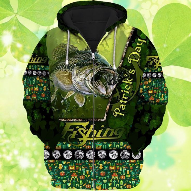 Fishing Patricks Day 3d Zip Hoodie