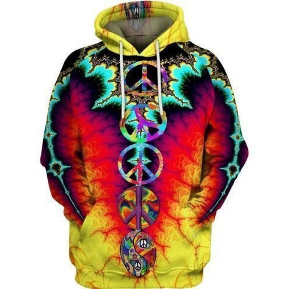 Fractal Peace All Over Printed Hooded Pocket Pullover 3d Hoodie