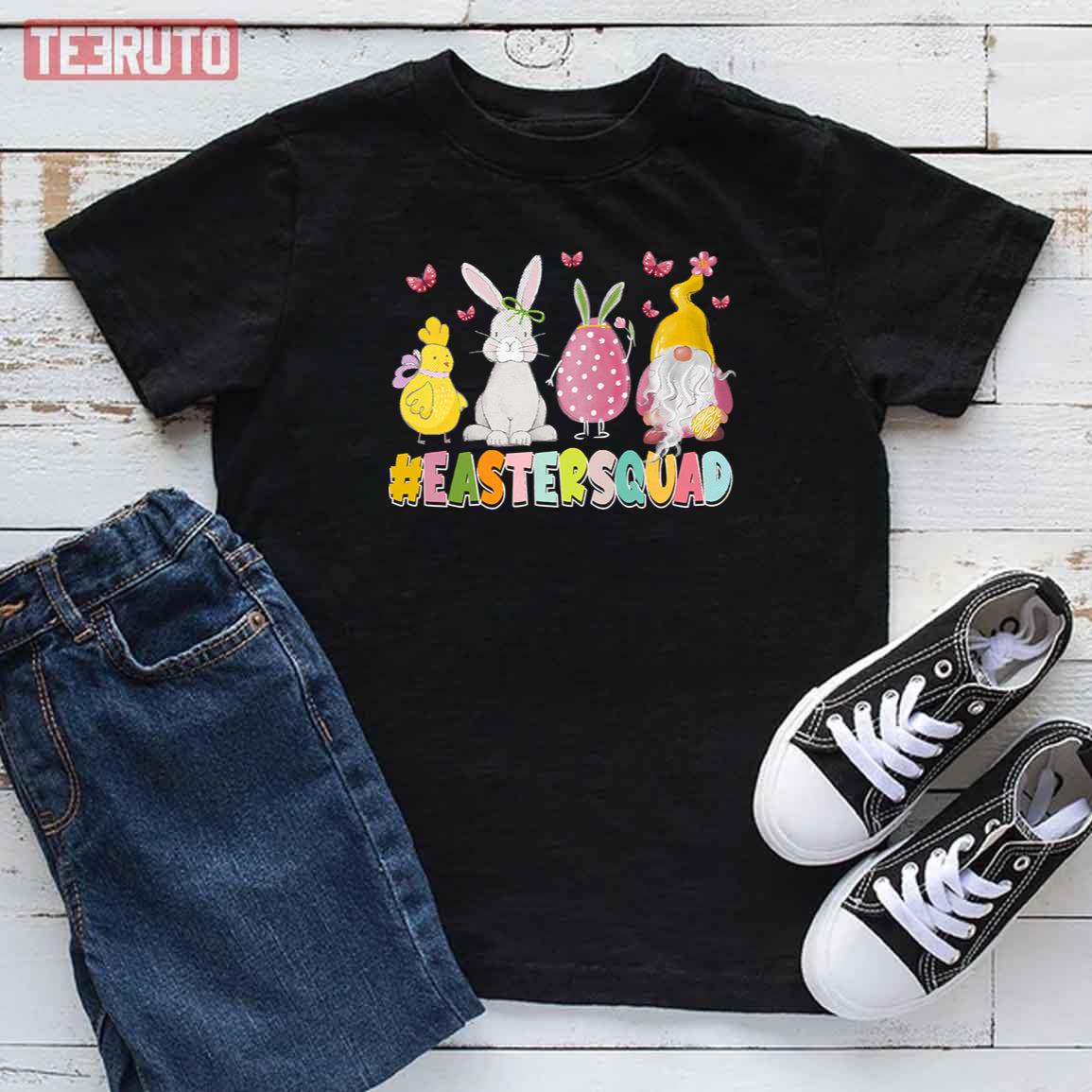 Funny Easter Squad Bunny Easter Egg Kid T-Shirt
