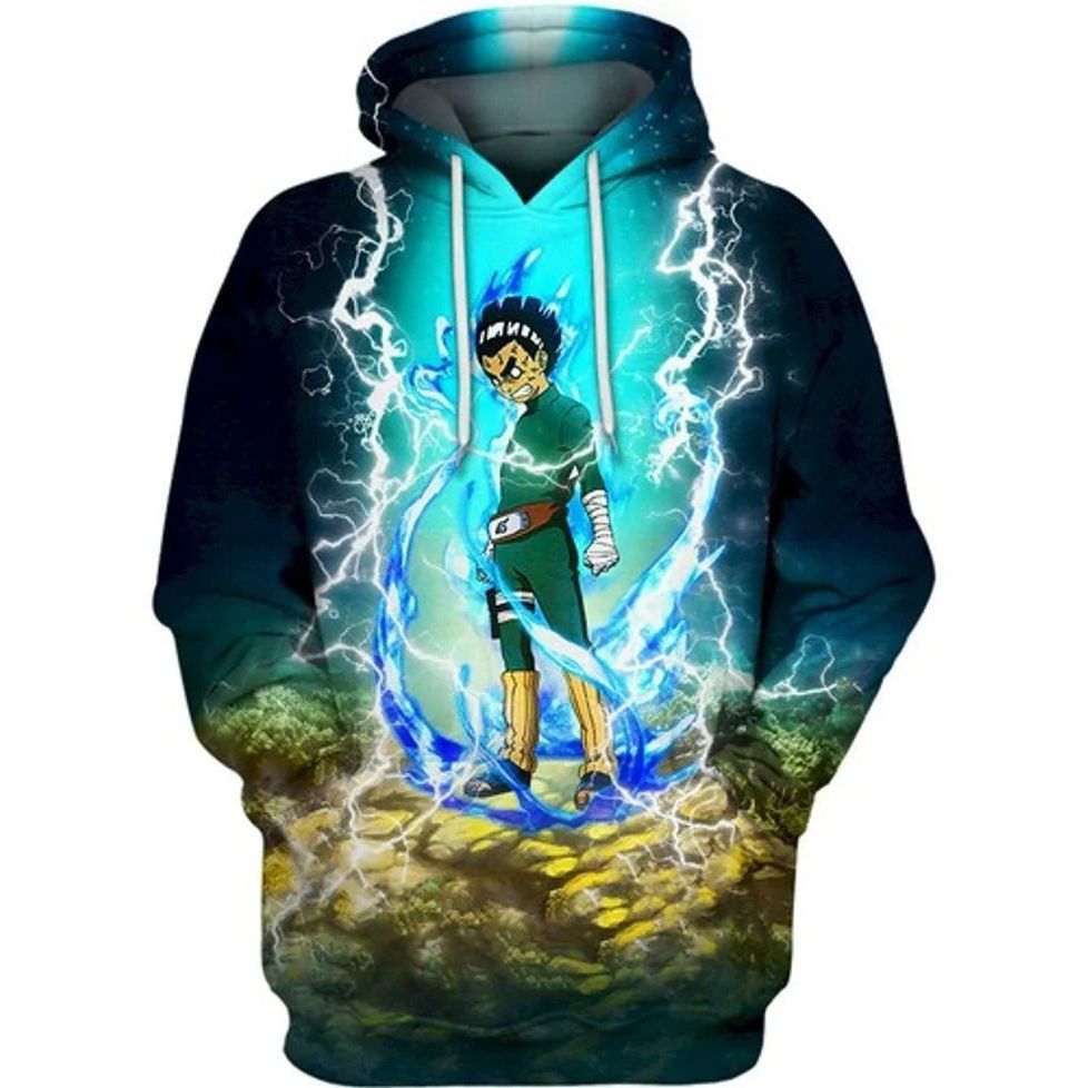 Furious Rock Lee Naruto Anime 3d All Over Printed Hoodie