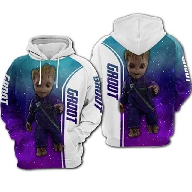 Galaxy Baby Groot Star Wars 3d Zip Hoodie