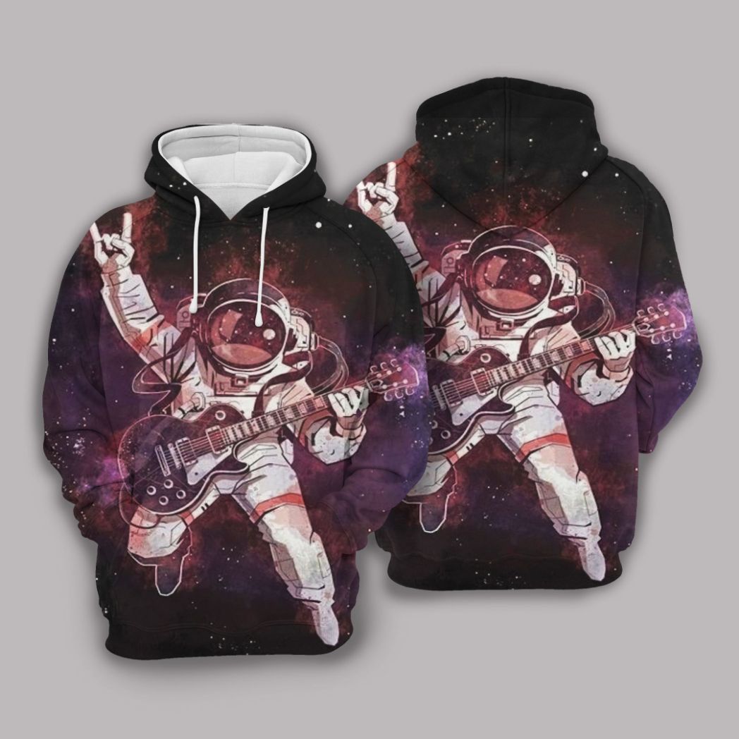 Galaxy Rock N Roll Astronaunt 3d Zip Hoodie