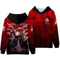 Game Genshin Impact Diluc Over Print 3d Zip Hoodie