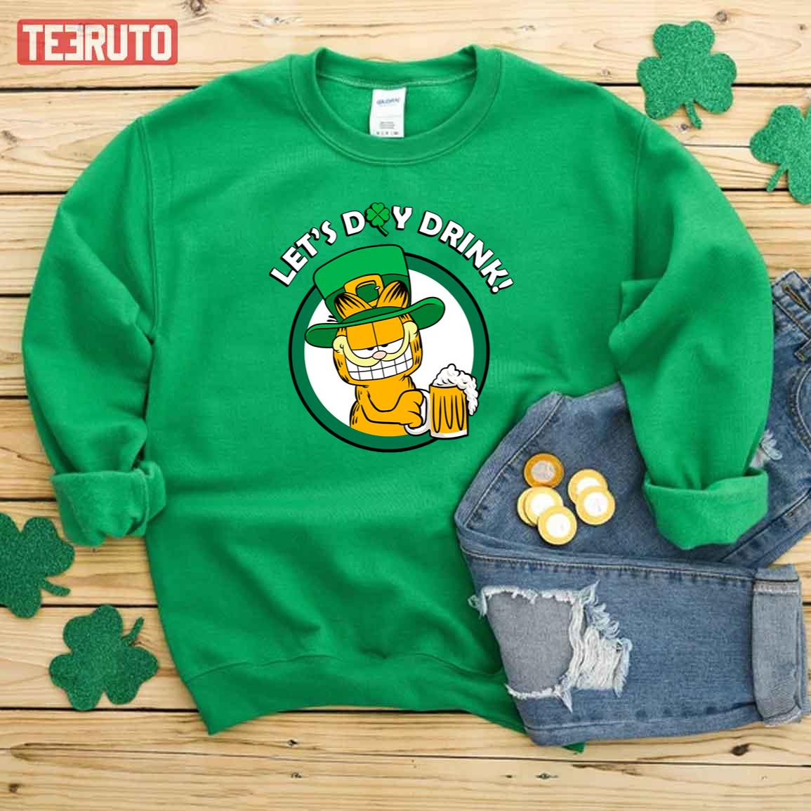 Garfield Lets Day Drink Beer Saint Patrick’s Day Unisex Sweatshirt