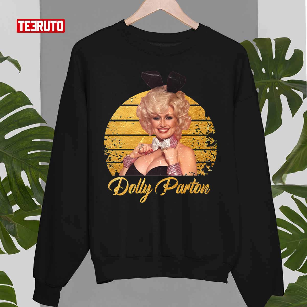 Gold Playboy Portrait Of Dolly Parton Vintage Unisex Sweatshirt