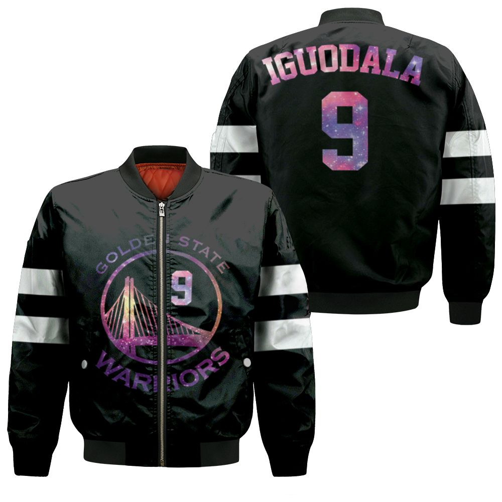 Golden State Warriors Andre Iguodala #9 Nba Great Player Iridescent Black 3d Designed Allover Gift For Warriors Fans Bomber Jacket