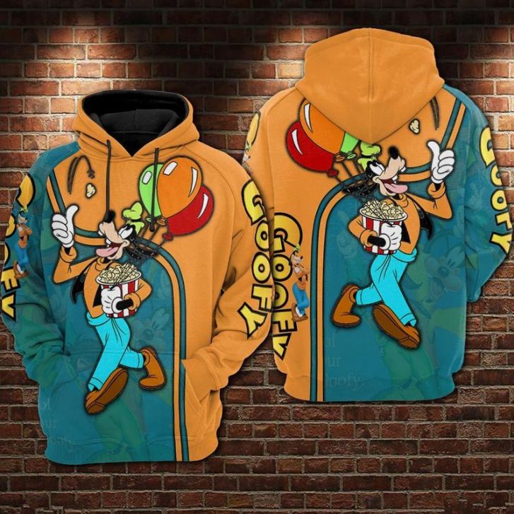 Goofy Popcorn And Balloon Over Print 3d Zip Hoodie
