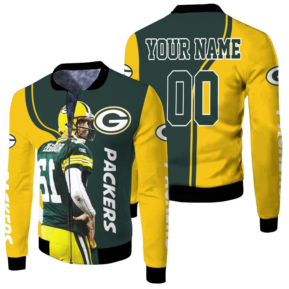 Green Bay Packers Nfc Noth Champions Aaron Charles Rodgers Personalized Fleece Bomber Jacket