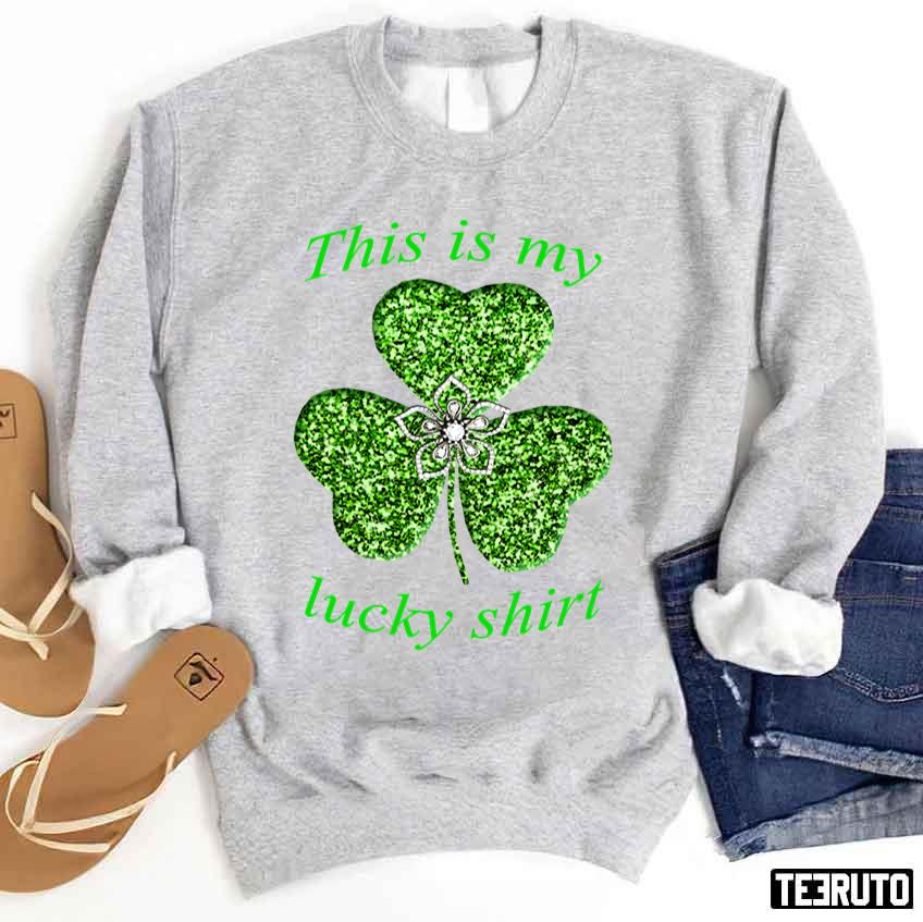 Green Glitter Shamrock This Is My Lucky Unisex Sweatshirt