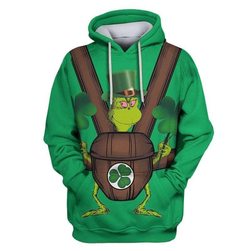 Grinch Saint Patricks Day Over Print 3d Zip Hoodie