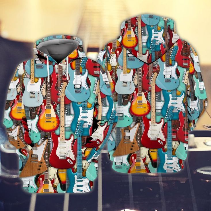 Guitars Colorful 3d Zip Hoodie