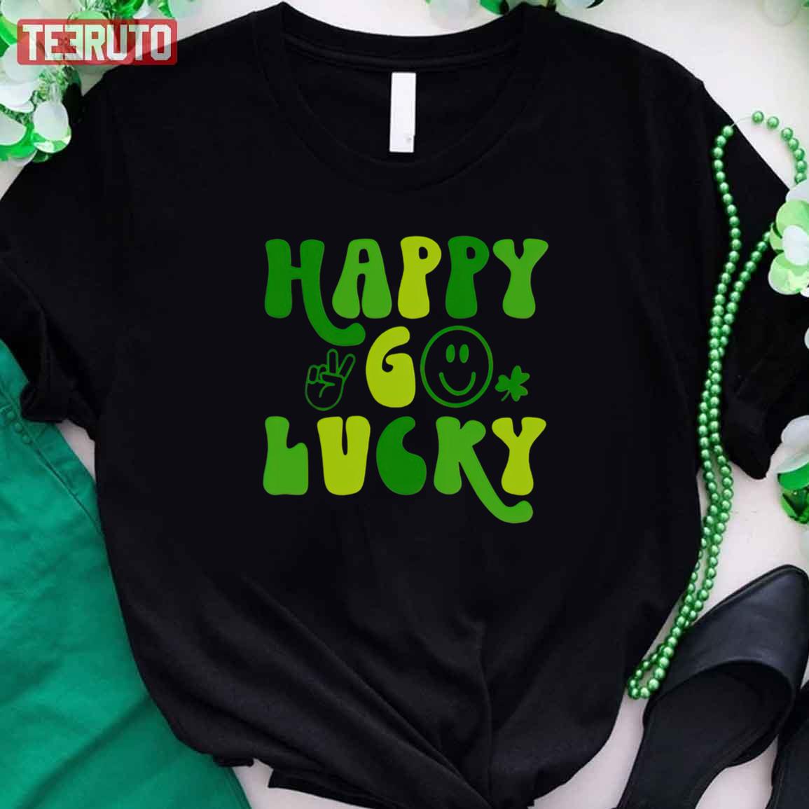 Happy Go Lucky St Patrick’s Day Green Face Unisex T-Shirt