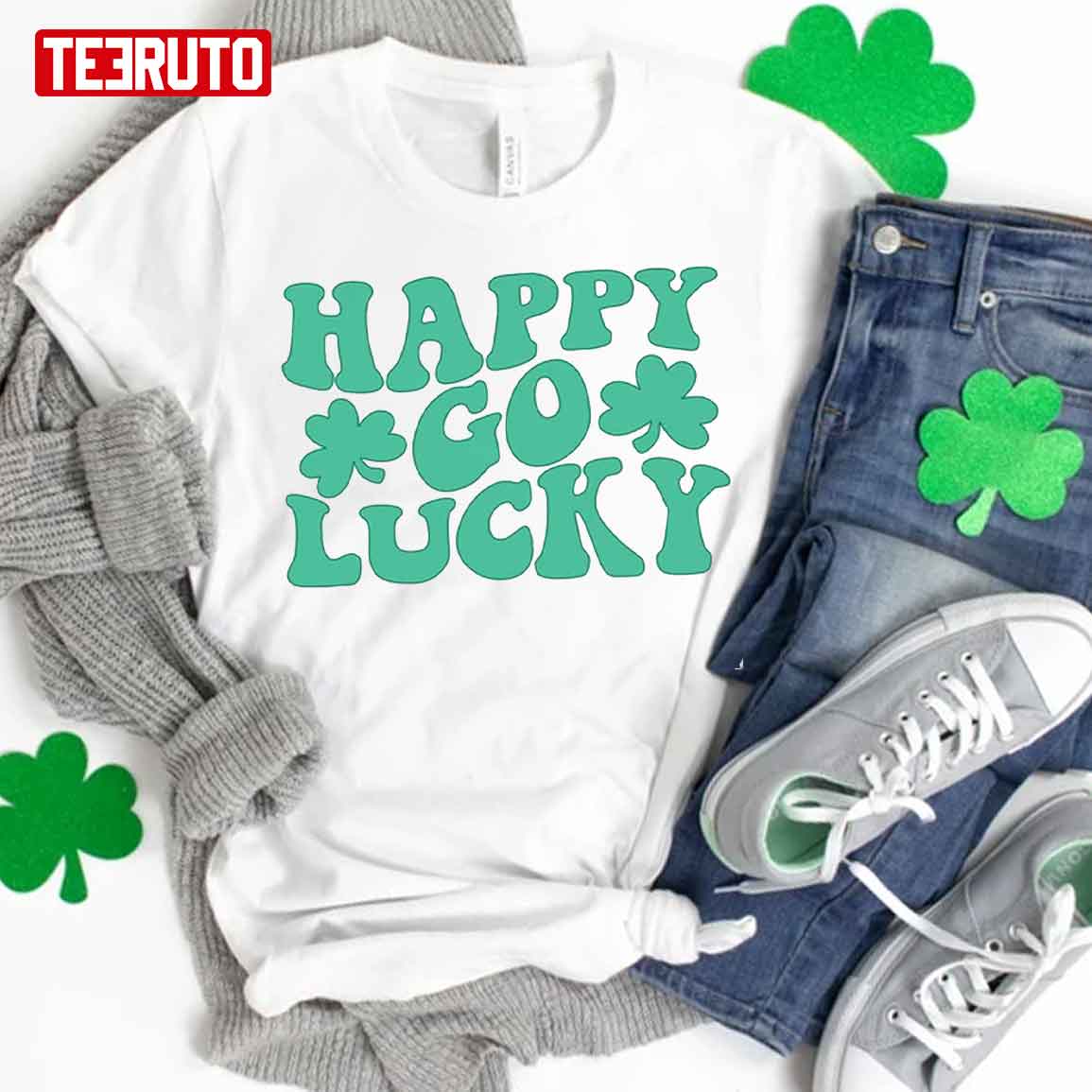 Happy Go Lucky St Patricks Day Retro St Patty Unisex T-Shirt
