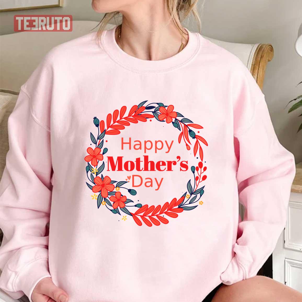 Happy Mothers Day Red Florals Unisex Sweatshirt