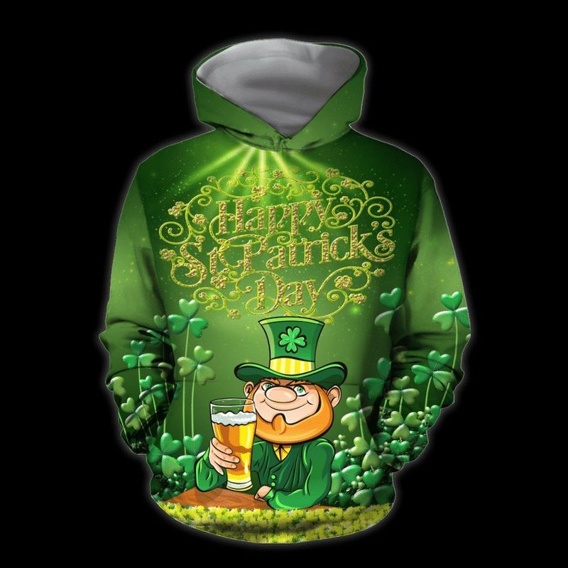 Happy St Patricks Day Irish Over Print 3d Zip Hoodie