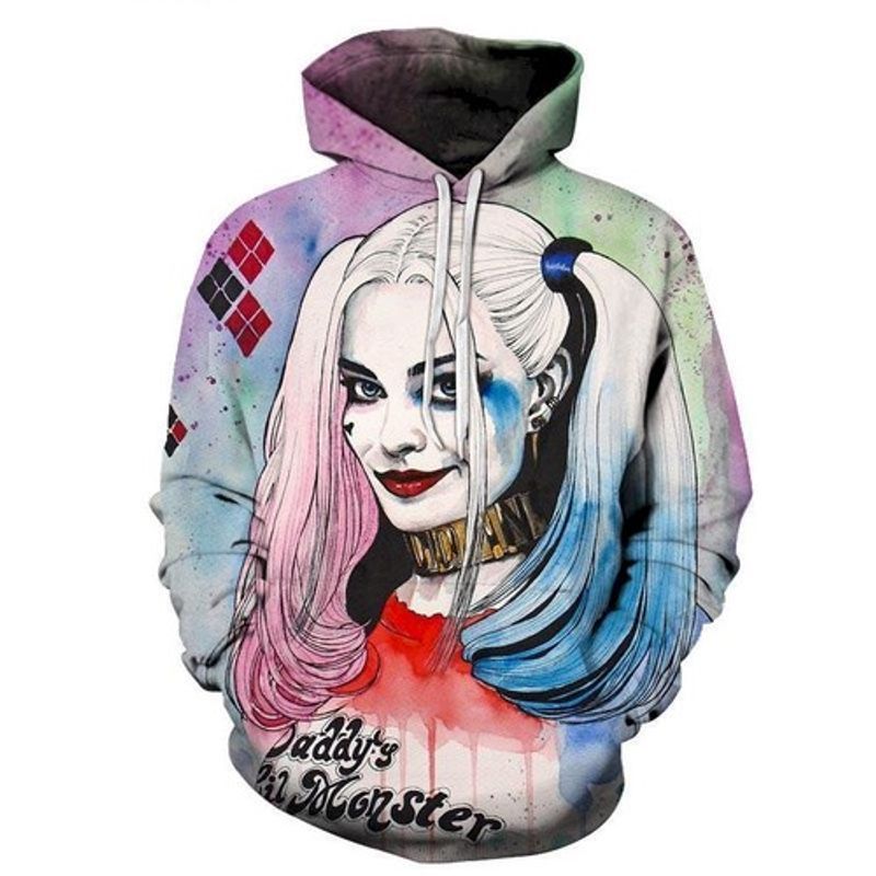 Harley Quinn Dc Comics Batman Over Print 3d Zip Hoodie