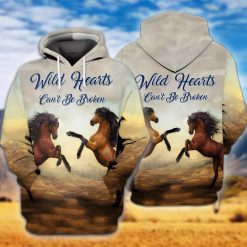 Horses Wild Hearts Cant Be Broken For Christmas 3d Zip Hoodie