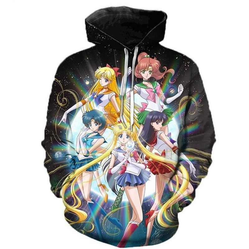 Hot Fashion Sailor Moon Over Print 3d Zip Hoodie