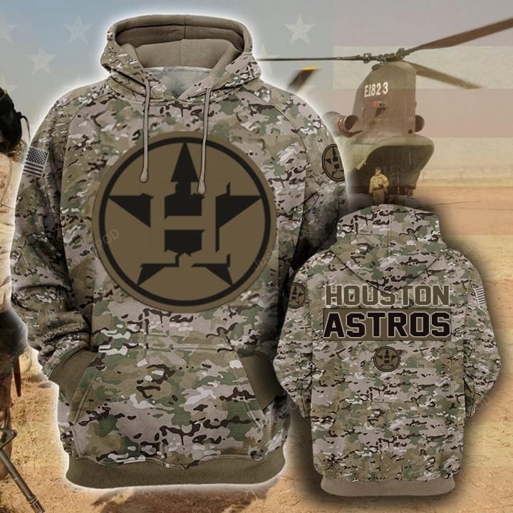 Houston Astros Camouflage Veteran 3d Cotton Hoodie