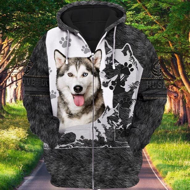 Husky Sibir Dog 3d Zip Hoodie