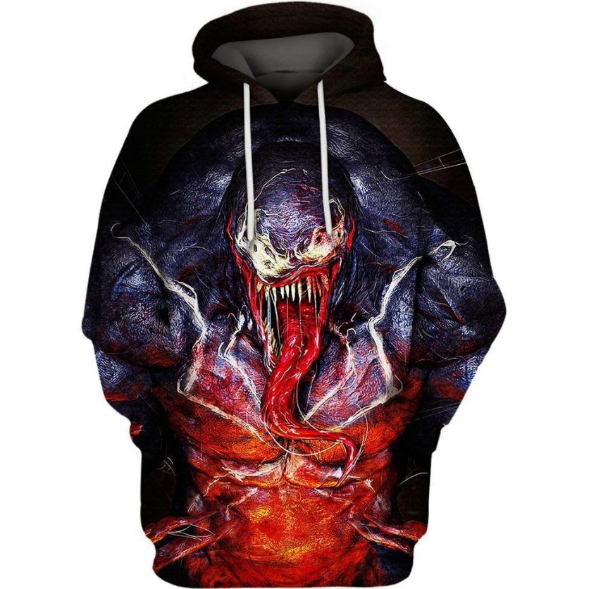 Hyper Realistic Venom Monster Over Print 3d Zip Hoodie