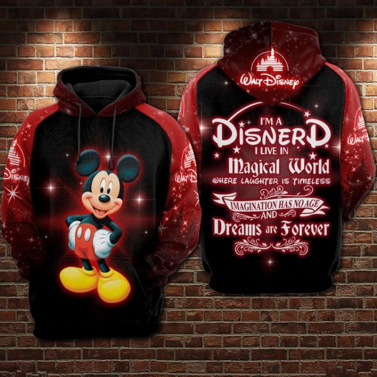 I Am A Disnerd Mickey Over Print 3d Zip 2 Hoodie