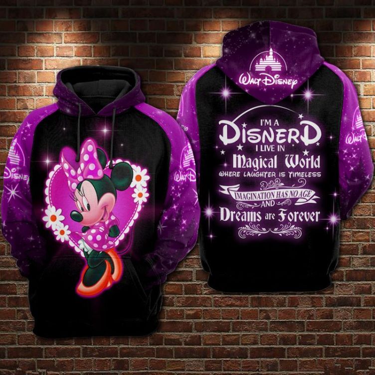 I Am A Disnerd Mickey Over Print 3d Zip 3 Hoodie