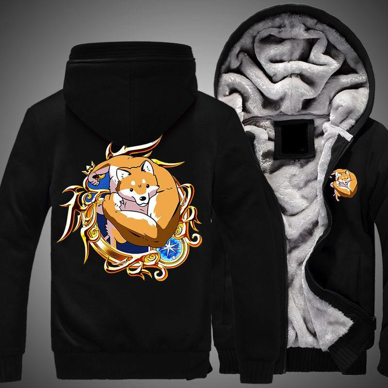 I Love Shiba Print 3d Fleece Zip Hoodie