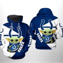 Indianapolis Colts NFL Baby Yoda Team 3D Printed Hoodie